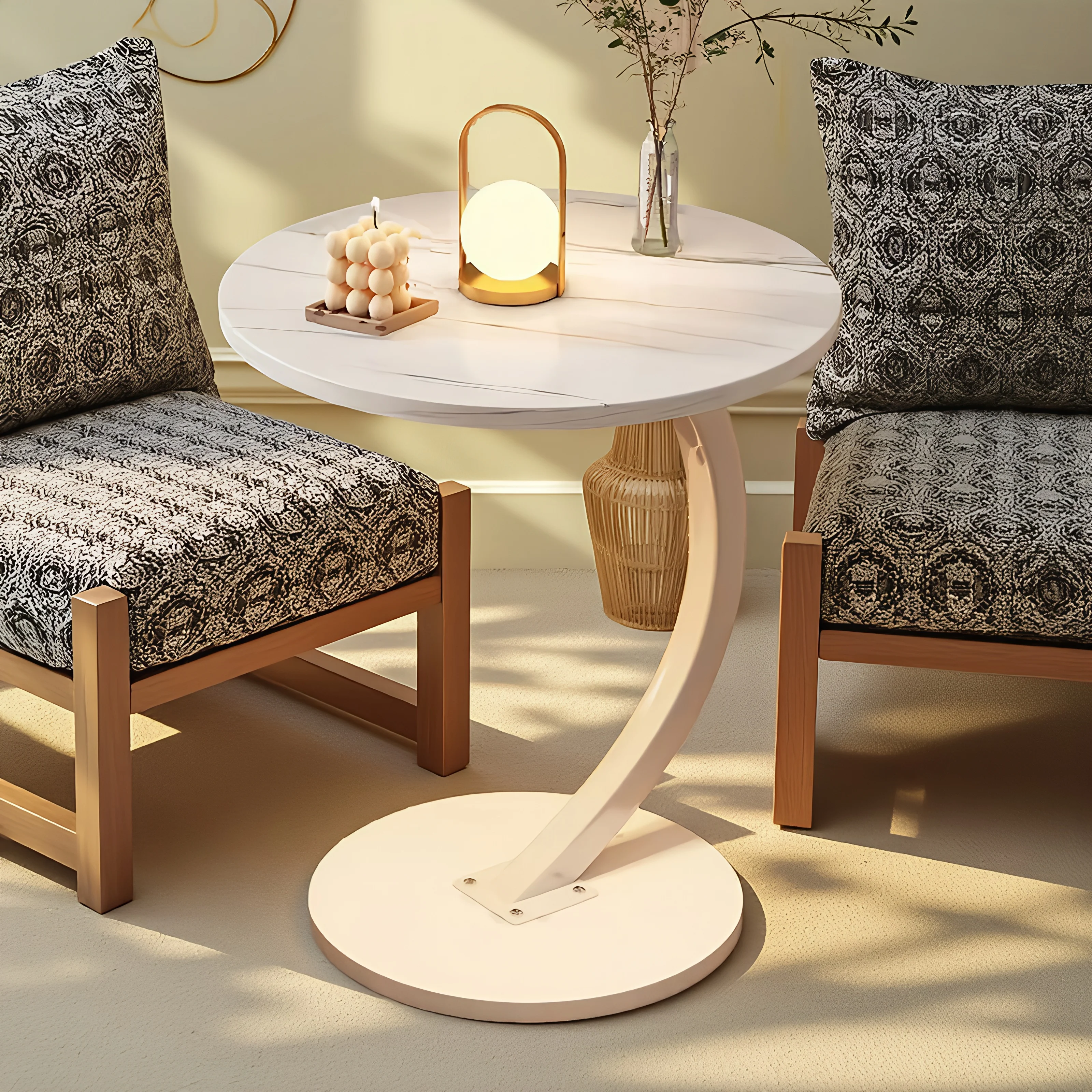 Mesita para café De sala De estar moderna, centro De mesa, suelo redondo, Mini Mesa De centro lateral, muebles De Centro para el hogar, ahorro De espacio