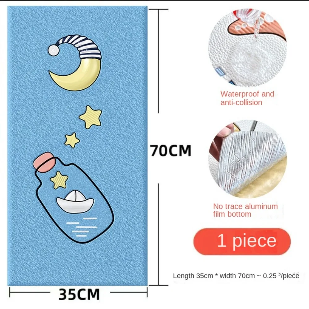 New Anti-collision 3D Wall Sticker Cute Self-adhesive Soft Cushion Waterproof Thicken Wall Mat Pad Bedroom