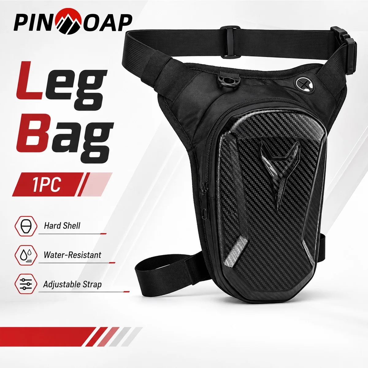 PINMOAP 1PC Water Resistant Motorcycle Thigh Bag Hard Shell Moto Leg Pouch Large Capacity Adjustable Strap Riding Waist Bag