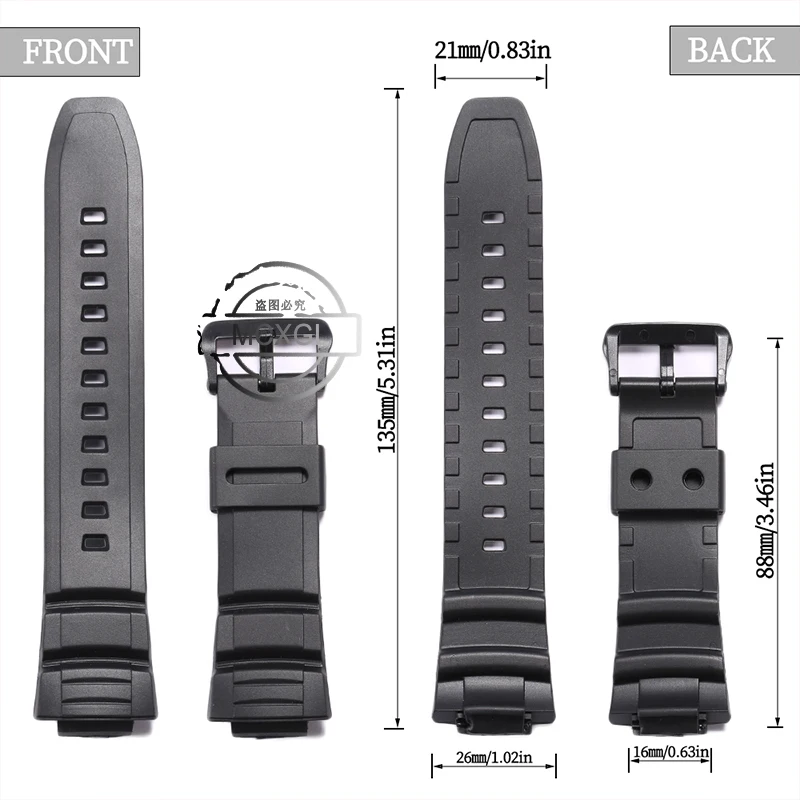 Resin Watch Band For Casio MCW-110H MCW100 W-S220 HDD-S100 Stainless Steel Buckle Waterproof Replacement Casual Strap Bracelet