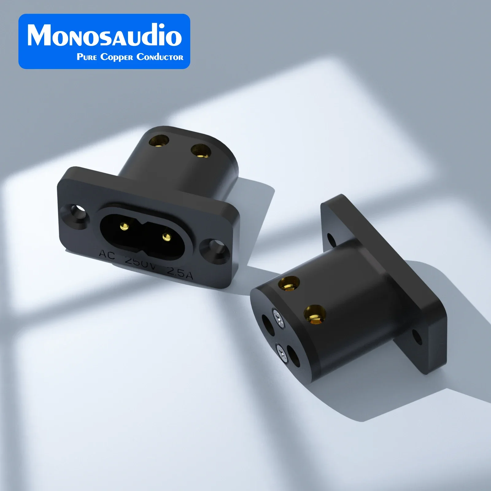 Monosaudio IB73 IEC Socket C7 C8 Figure8  Inlet Power Plug Connector Pure Red Copper Gold/Rhodium Plated AC 250V 15A