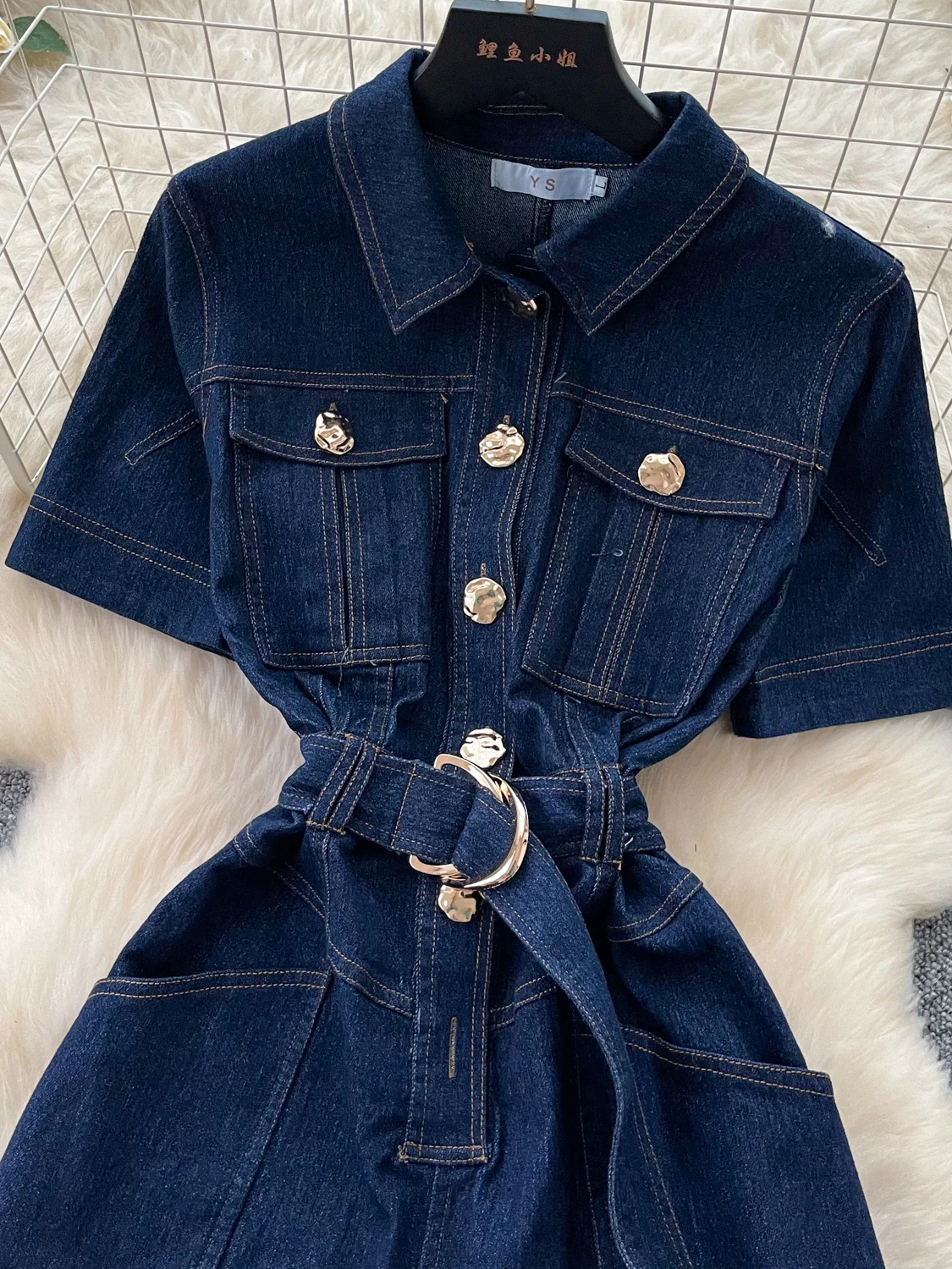 High Waist Slim Fit Denim Onesie Women's Commuter Style Fitted Pants with Pockets Metal Buckle Zipper Closure All Seasons