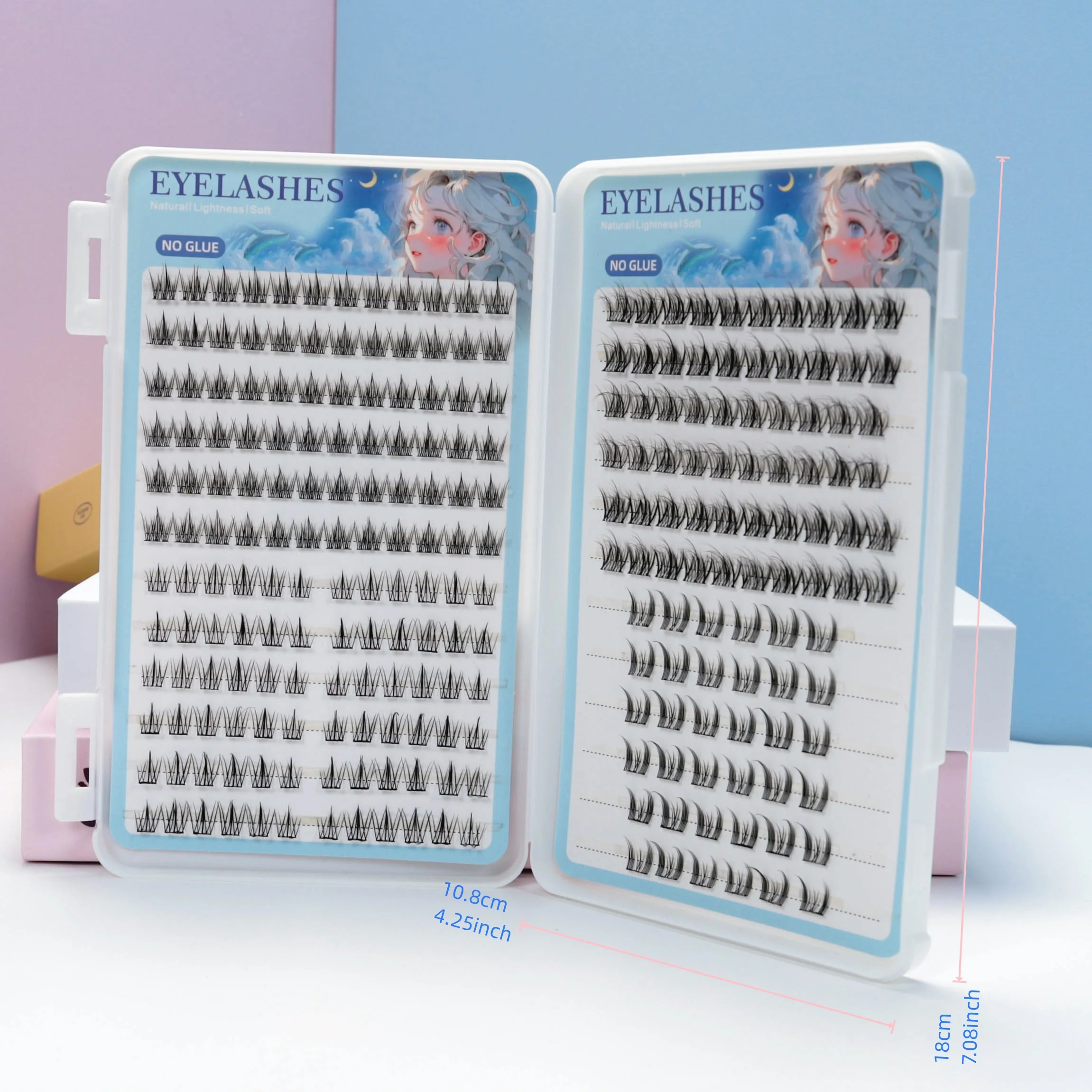 1 caja de 4 pestañas postizas autoadhesivas naturales sin pegamento, que incluyen girasol, trilogía y ojo de gato estilo camelia