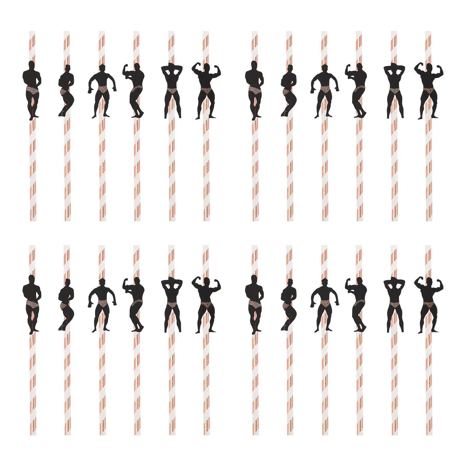 

24 Pcs Party Paper Straws Cocktail Bachelorette Decorations Rose Dancer Bride Disposable Straws for Drinking Festive