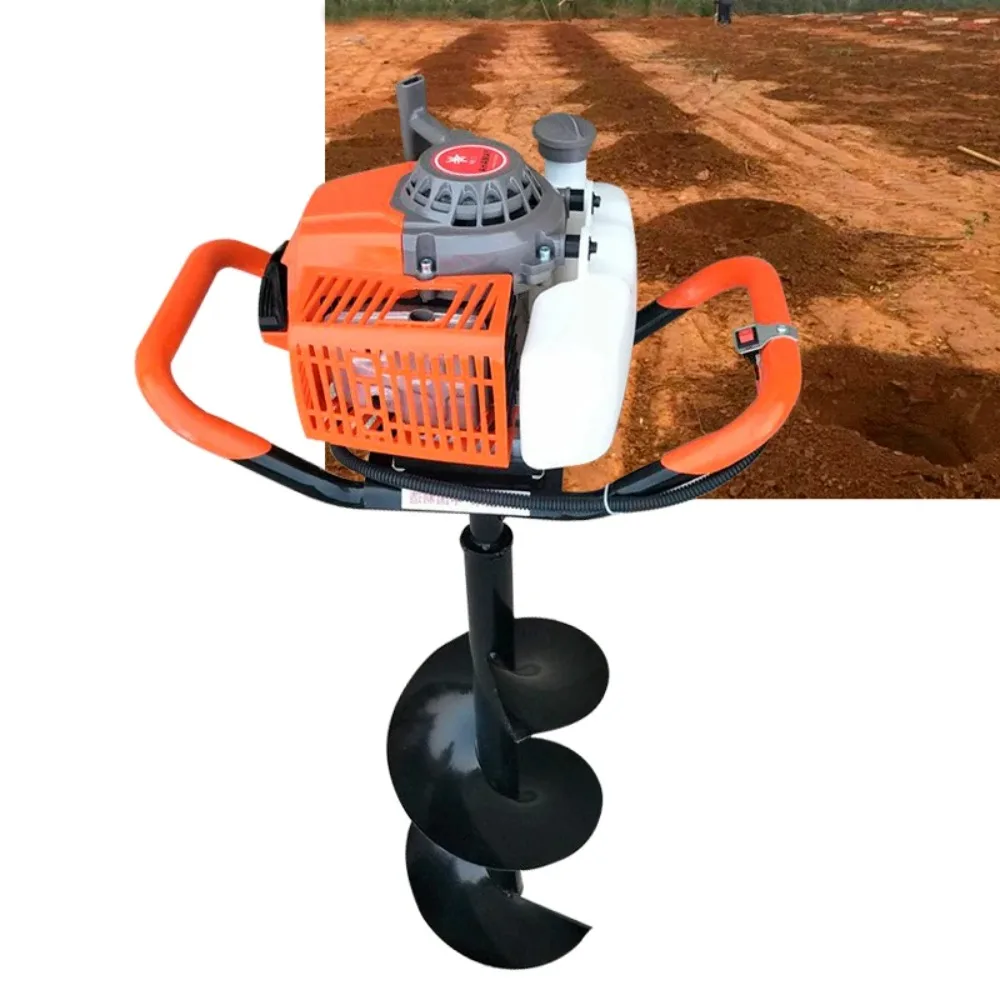 Multifunctional handheld backpack drilling rig four stroke single person traction hole digging machine