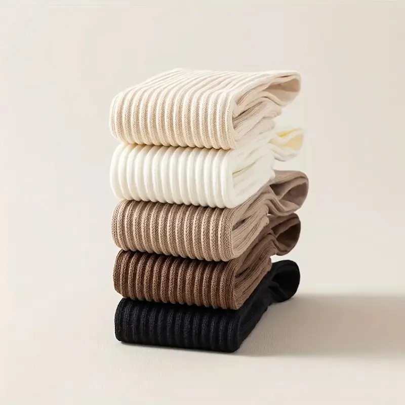 1/5 Pairs Herbst Winter Frauen Einfarbig Waden Socken Modische College Stil Warme Bequeme Slim Fit Bein Typ Casual socken – Detail 5