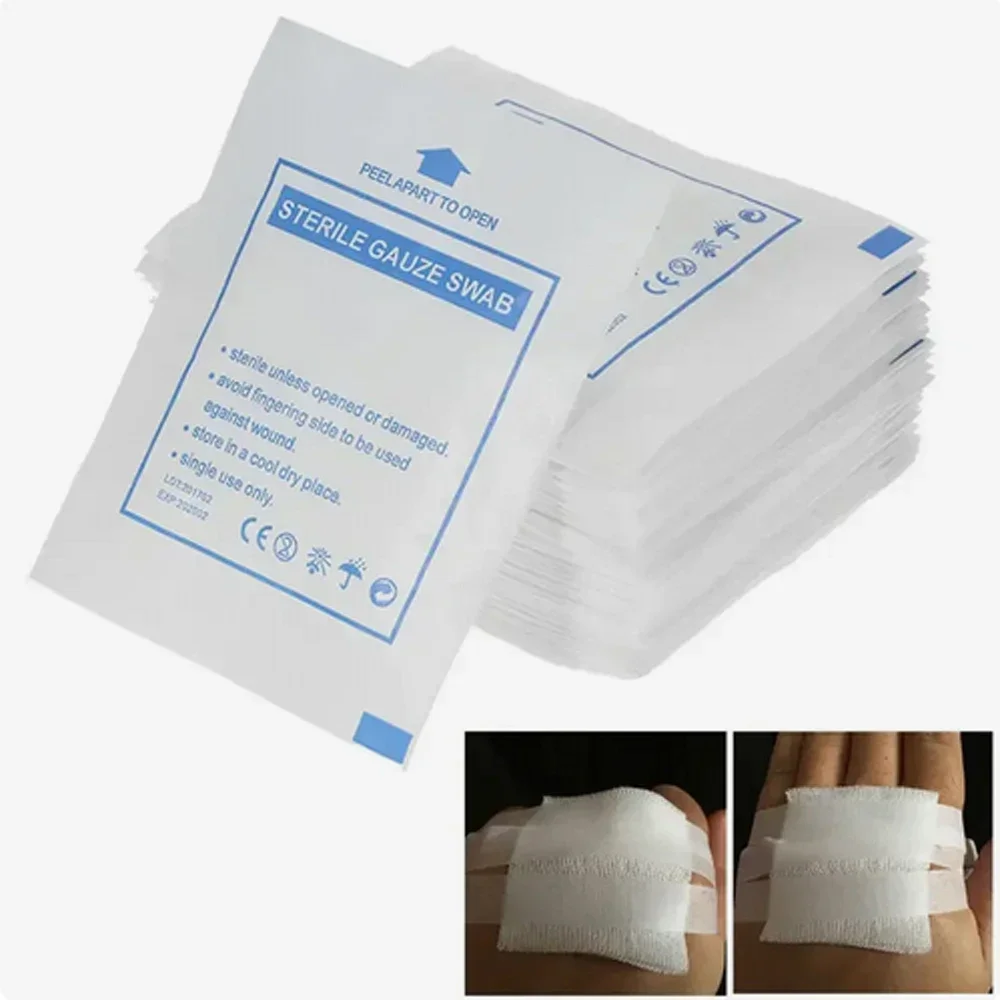 20 Stuks 8-Lagen Steriele Medische Gaas Pad Individueel Katoen Ehbo Waterdichte Wondverband Wondverzorging Levert 5/7.5/10 Cm