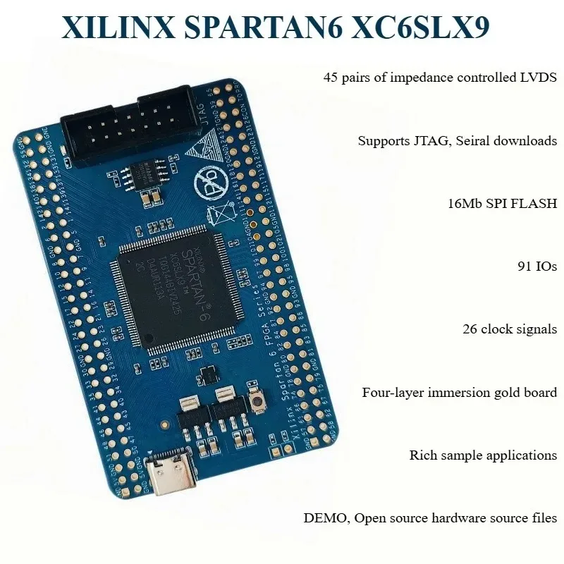 

XILINX Spartan6 XC6SLX9-2TQG144 FPGA Core Board