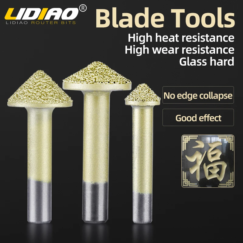 LIDIAO Carving Tools 6mm Shank Router Bit Stone Engraving CNC Cutter Diamond Grinding Burr Drill Bit Alloy Steel Rotary File