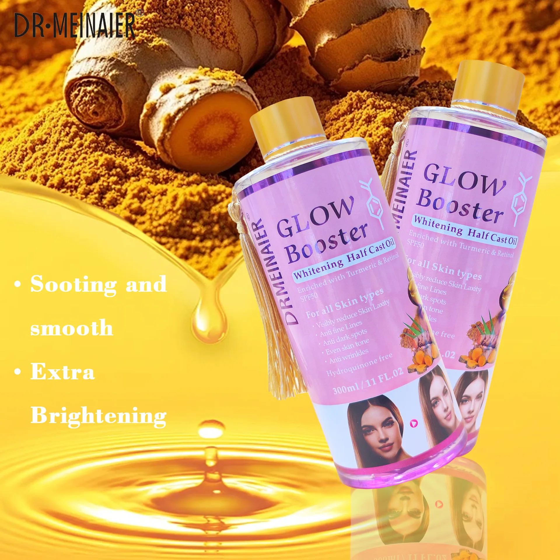 2pcs Alpha Arbutin Kojic Acid Whitening Serum Glow Booster Cast Oil  And Turmeric And Retinol Oil Dark Spots Repair Damage Skin