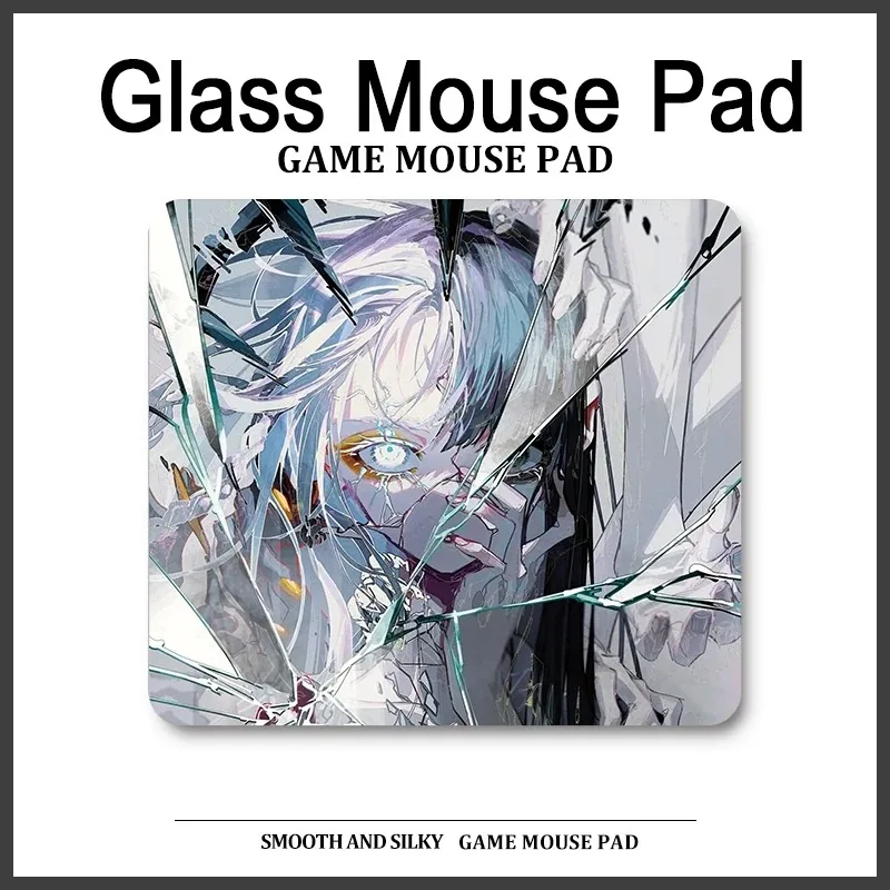 Anime Character Tempered Glass Mouse Pads Customized Personalised Large Size Game Mats Desk Pad for PC Esports Gaming Mouse Pad