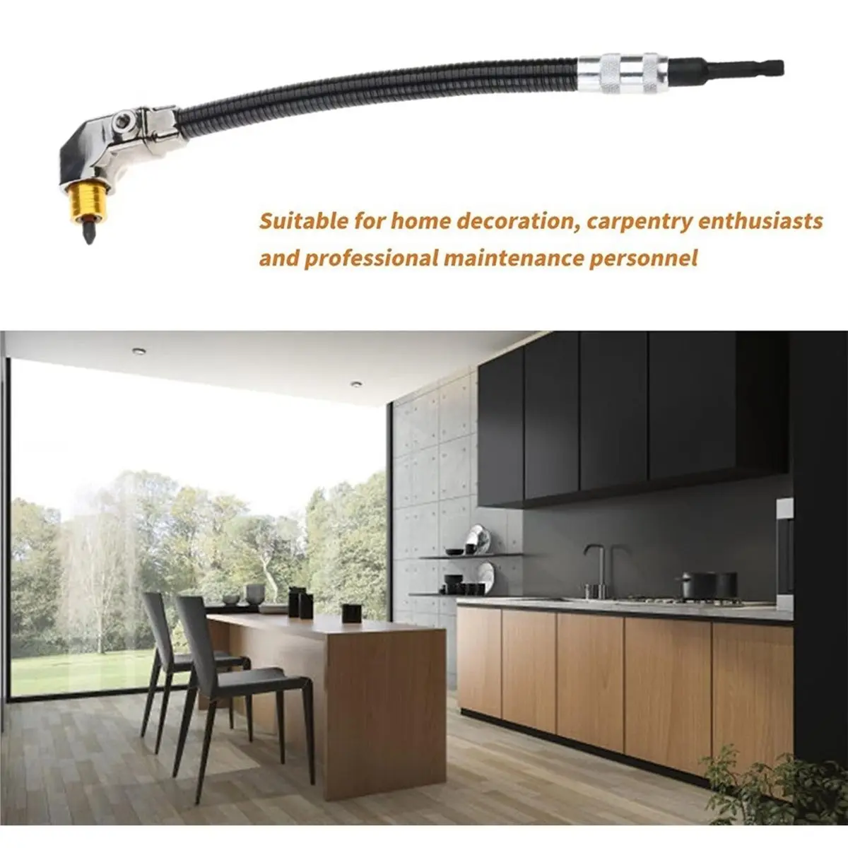 Right Angle Attachment Flex Shaft, Drill Attachment 12-Inch 90 Degree Right Angle Electric Drill Corner Tool