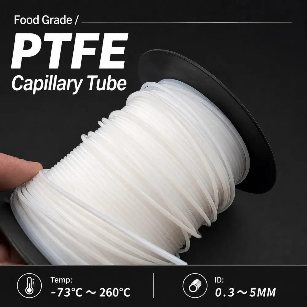 White PTFE Tube Insulated Capillary ID 0.3-5mm High-temp Resistance 260°C Transmit Hose Rigid Corrosion Resistance capillary