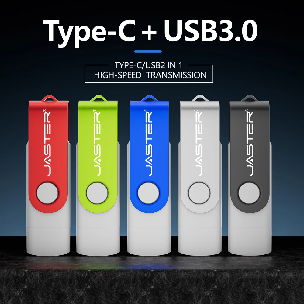 JASTER TYPE-C USB3.0 2IN1 High Speed Pen Drive 128GB Business Gift USB 3.0 Flash Drive 64GB Metal Memory Stick 32GB Pendrive 16G