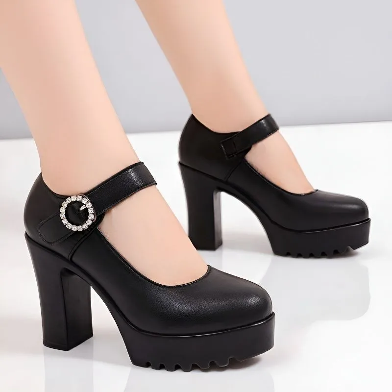 

Small Size 35-40 Shallow Thick Bottom White Silver Wedding Shoes Bride Platform Pumps 2026 Block High Heels Shoes for Model Mom