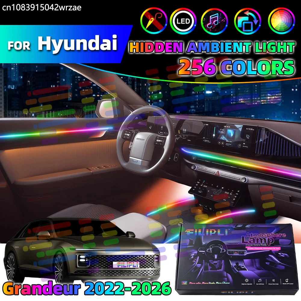 

For Hyundai Grandeur 2022 2023 2024 2025 2026 Car Acrylic LED Ambient Lamps Auto Interior Colorful Atmosphere Lights Strip