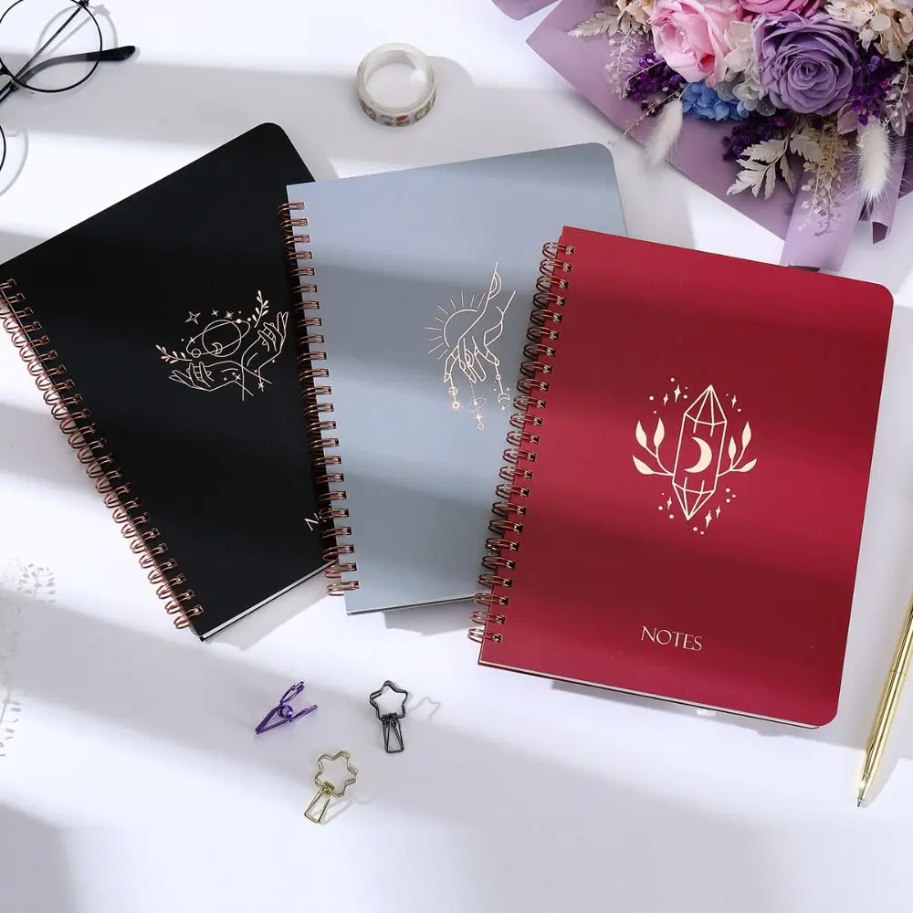 

Portable Memo Notes Spiral Notebooks Gold Stamping Diary Simple Notepad Thickening Learning Supplies A5 Coil Notebook Student