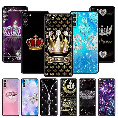 Diamond Crown Case For Samsung Galaxy S24 S23 S22 Ultra S21 S20 FE S10 Plus Soft Phone Shell