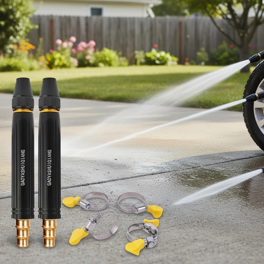Hose Nozzle Metal Water Hose Sprayer High Pressure Multifunctional Tools For Garden Watering And Car Washing 360 Rotary Switch