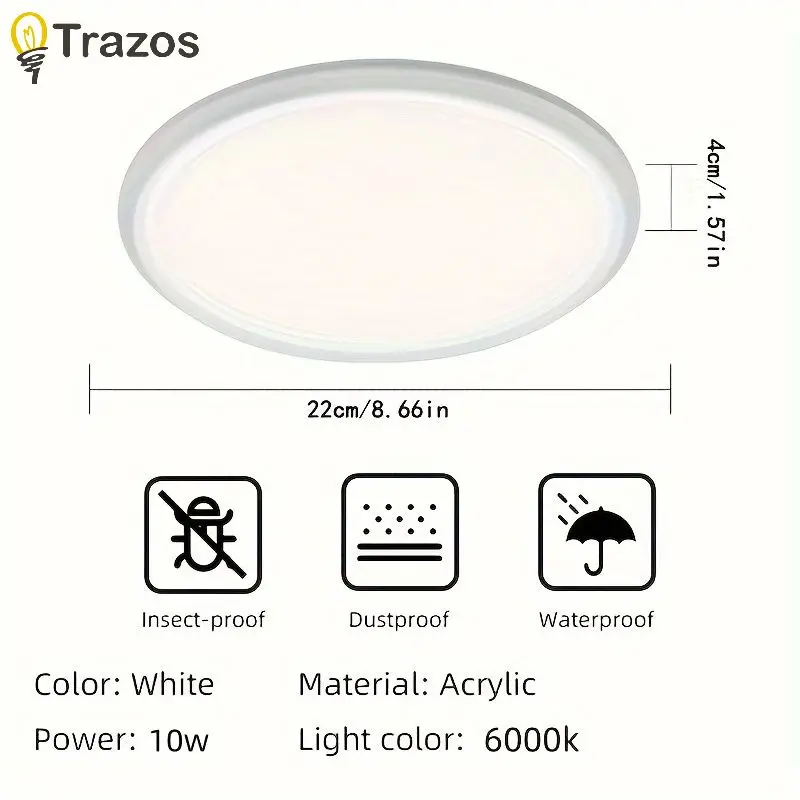 Circular Anti-teto LED Light, Ultra-fino, Impermeável, Banheiro, Varanda, Cozinha, Corredor, Corredor, Três
