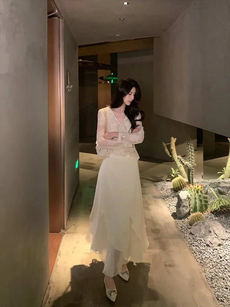 

Новая женская атласная юбка макси Ele Ombre с завышенной талией, А-силуэт, простая, повседневная, из полиэстера, для офиса, весна