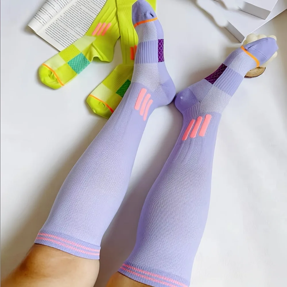 Unisex Sports Calf Socks, Fitness Running Skipping Rope Elastic Slimming Pressure Socks, Breathable and Sweat-absorbent