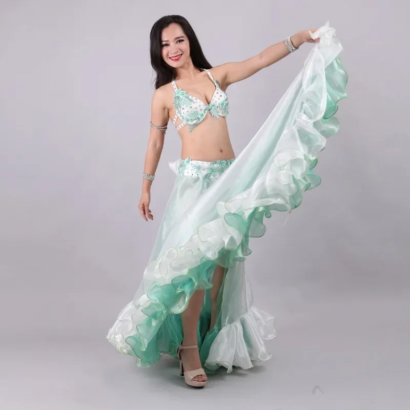 

Adult Belly Dance Dress For Women's New Indian Dance 3-Piece Set Large Swing Skirt Oriental Dance Performance Costume bra belt