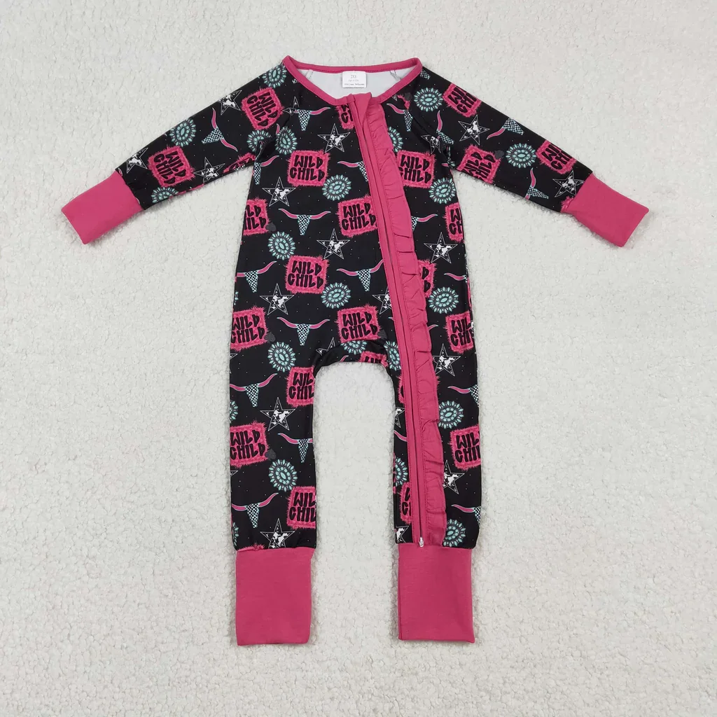 Wild Child Turquoise Baby Sleepers Footie Romper