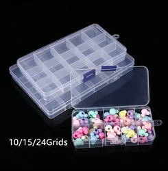 10/15/24 Fixed Grids Clear Plastic Storage Jewelry Box Compartment Container for Beads Crafts Jewelry Tackles Earring Box