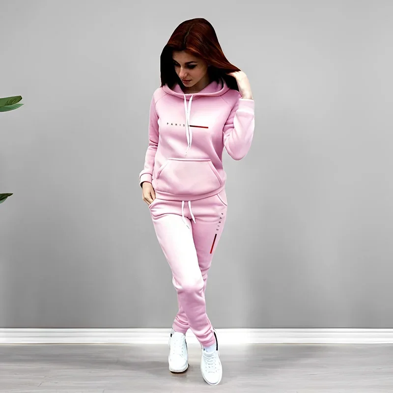 Women Tracksuit Autumn Winter Printing Hooded Suit Quality Ladies Daily Jogging Sport Woman Two piece Set Outfits Fashion Casual