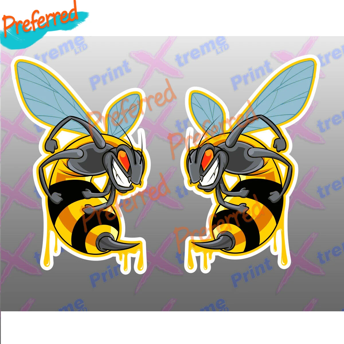 2X Angry Wasp Hornet Stickers X2 Moto GP Laptop Helmet Bike Car Scooter Laptop, Car, Stash Box Funny Rude Slap