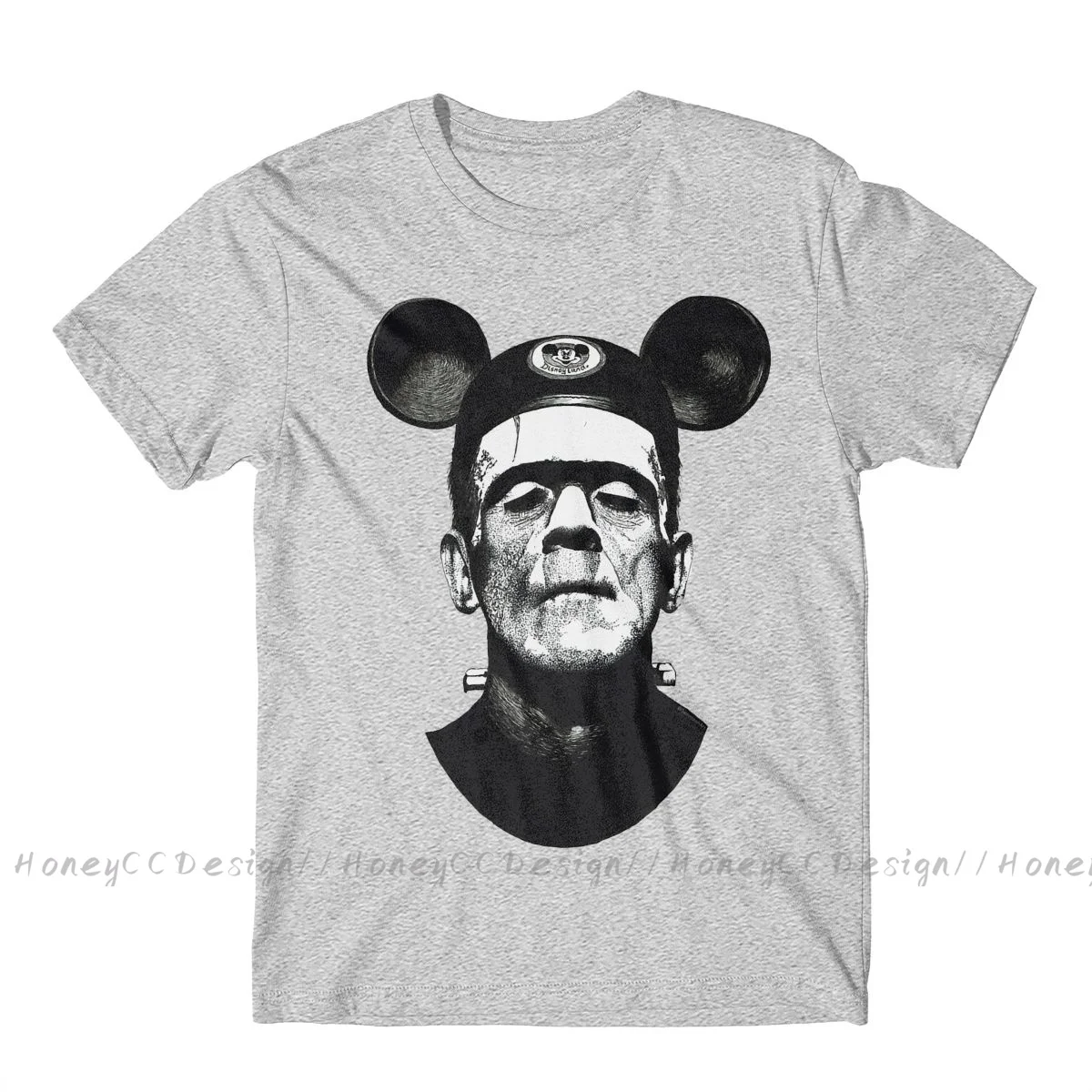 High Quality Men Frankenstein Black T-Shirt Happy Place Pure Cotton Shirt Tees Harajuku TShirt