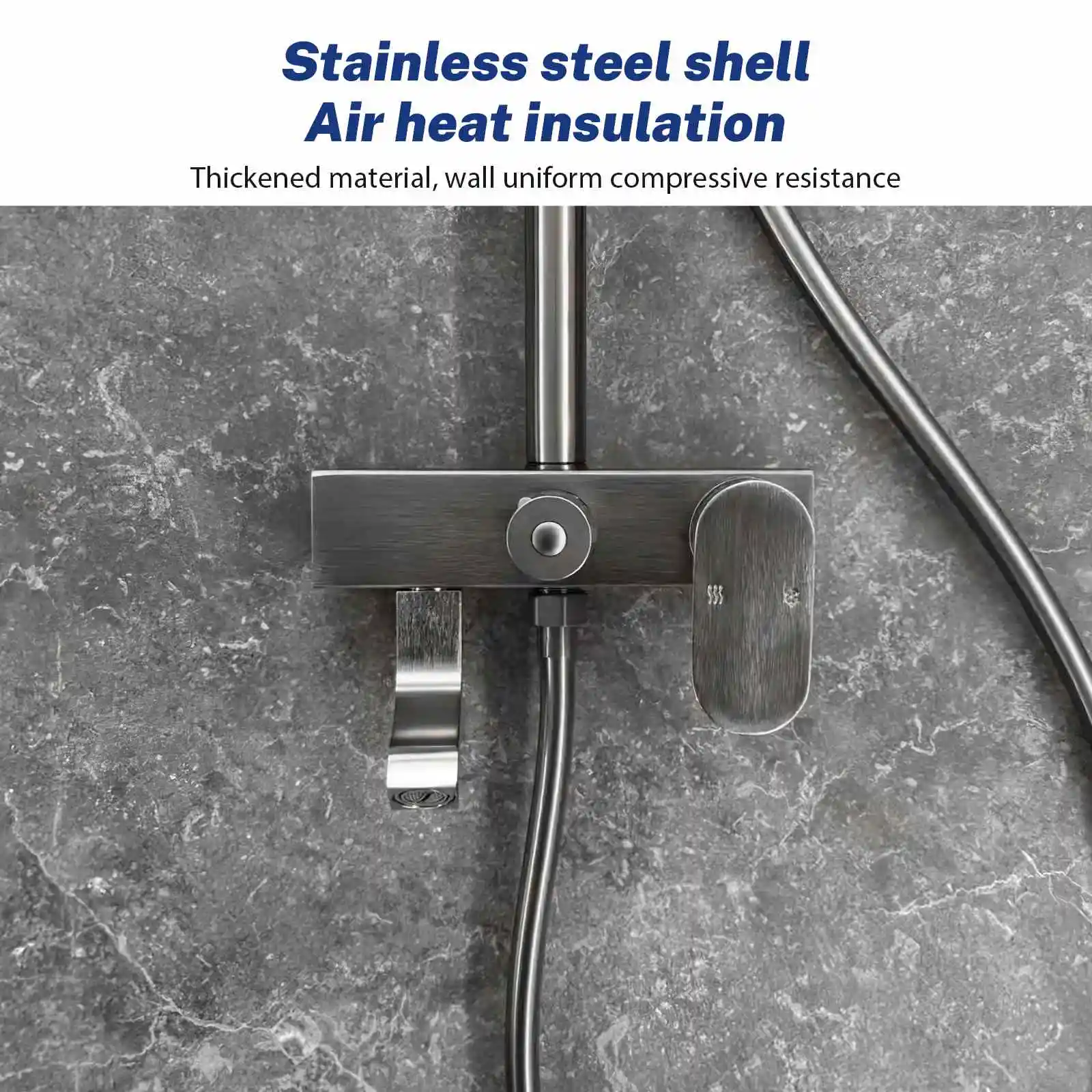 Stainless Steel High Pressure Shower Head Set Large Panle Knob Temperature Control Rainfall Shower System Bathroom Accessories