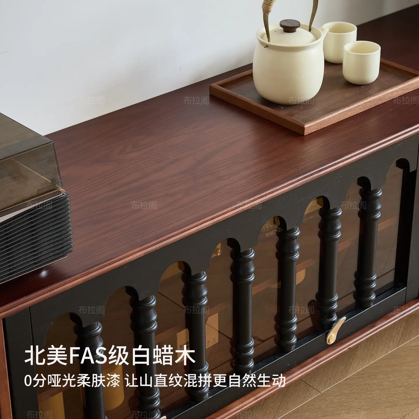 Medieval TV cabinet Solid wood storage locker  small apartment living room household floor cabinet Audio-visual cabinet