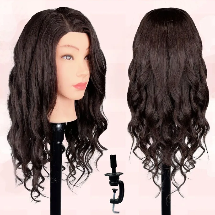 رأس عارضة أزياء مع 80 شعر بشري حقيقي لممارسة التجميل الاحترافية في تطبيقات تصفيف الشعر والقطع