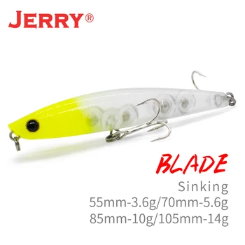 Jerry Blade-침수 연필 미끼, 라이트 락 낚시 55s 70s 85s 105s 송어 배스 루어 트레블 후크 롱 캐스팅 Pecsa 태클
