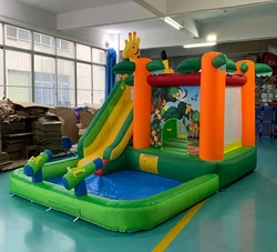 Castillo inflable con forma de jirafa para niños, casa hinchable de PVC/nailon con soplador deslizante, 4x3x3M, 8026