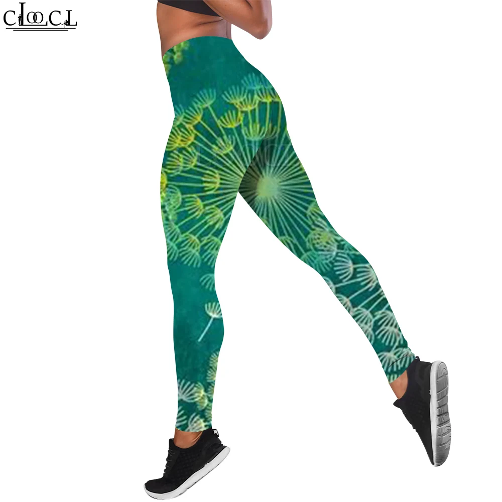 CLOOCL Seamless Leggings Women Sport Slim Pants Lotus Leaf Print Trousers Sexy Jacquard Booty Buttocks Fitness Leggings