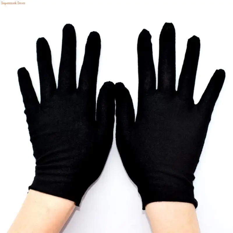 Q5WE 12 Pairs Soft Stretchy Working Gloves Formal Costume Short Full Finger Mittens for Women Men Show Uniform Party