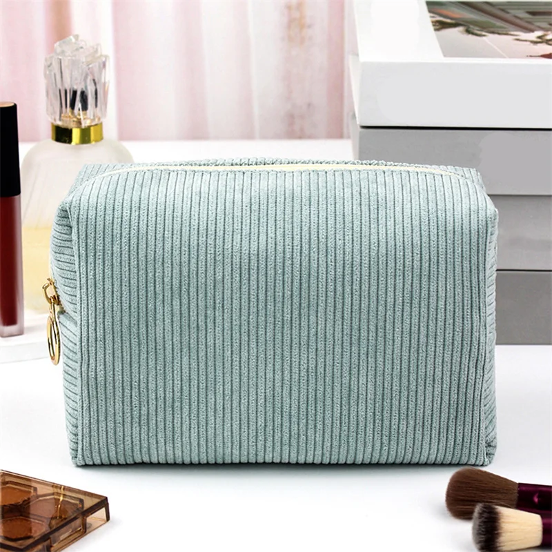 Corduroy Women\'s Cosmetic Bag Large Capacity Women Toiletries Organizer Zipper Makeup Bag Purse Travel Cosmetics Storage Clutch