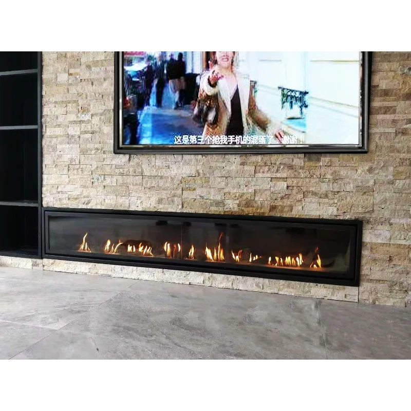 Modern Remote Control Fireplace Clean Energy Fuels Modular Single Double Row Flame Adjustable 1200 1500 1800 Mounting