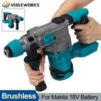 26mm Brushless Cordless Rotary Hammer Drill SDS Plus Hammer Drill 2 Modes Drilling and Chiseling Tool for Makita 18V Battery