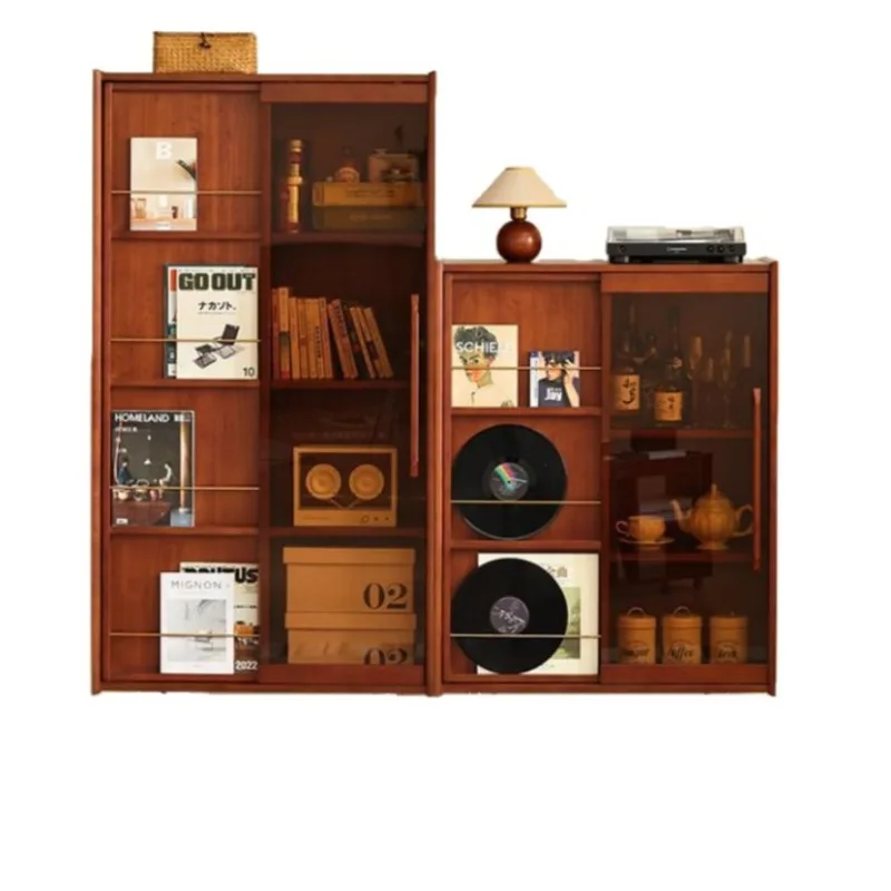 Nordic dining side Solid wood locker Medieval living room display Wine cabinet Tea Sofa bucket