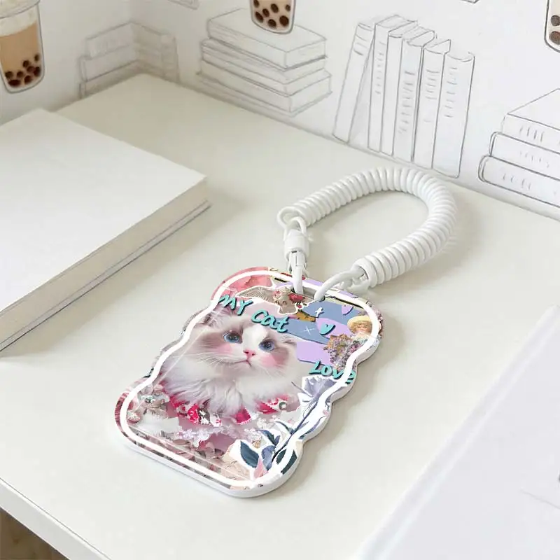 Card Protective Case for Student Bus/Meal Card Protection Case Stretchable Spring Cord Kpop Photocard Holder Photo Protector