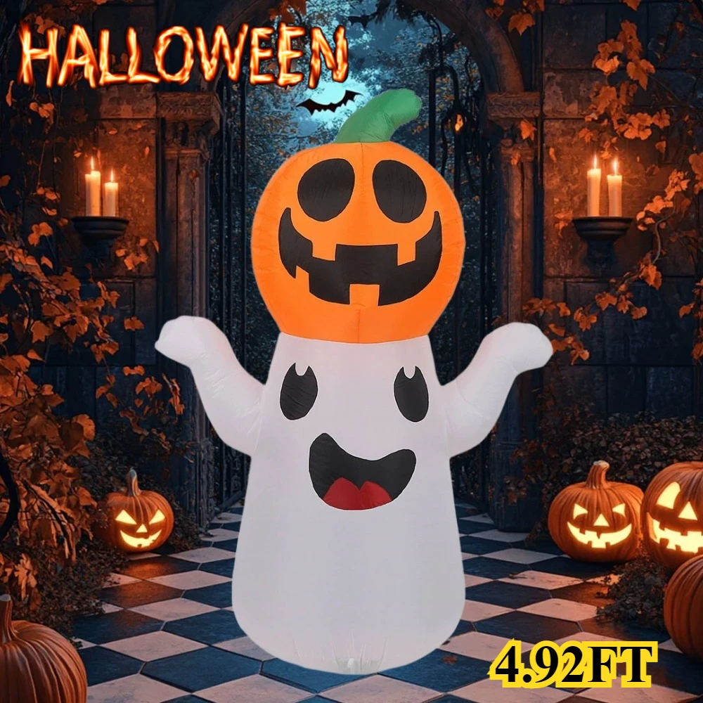 4.92FT Pumpkin Ghost Inflatable Toys Halloween Inflatable Model With LED Light Outdoor Party Garden Lawn Festival Decoration