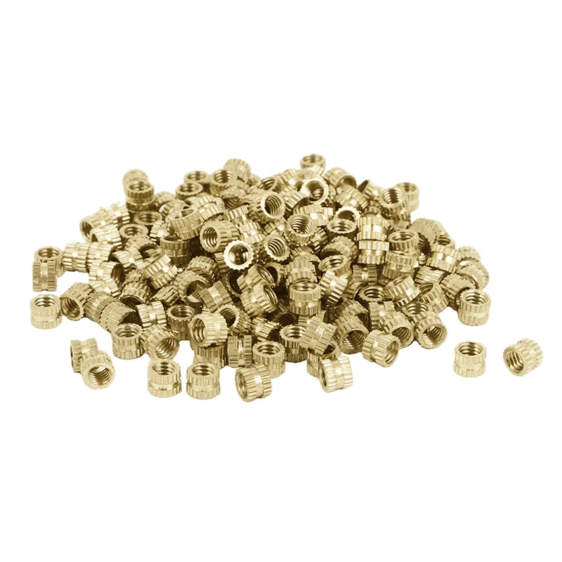 A02F-100PCS M3 X 3Mm Binnendraad Messing Gekartelde Schroefdraad Insert Inbedding Noten & 100PCS M2 X 3Mm