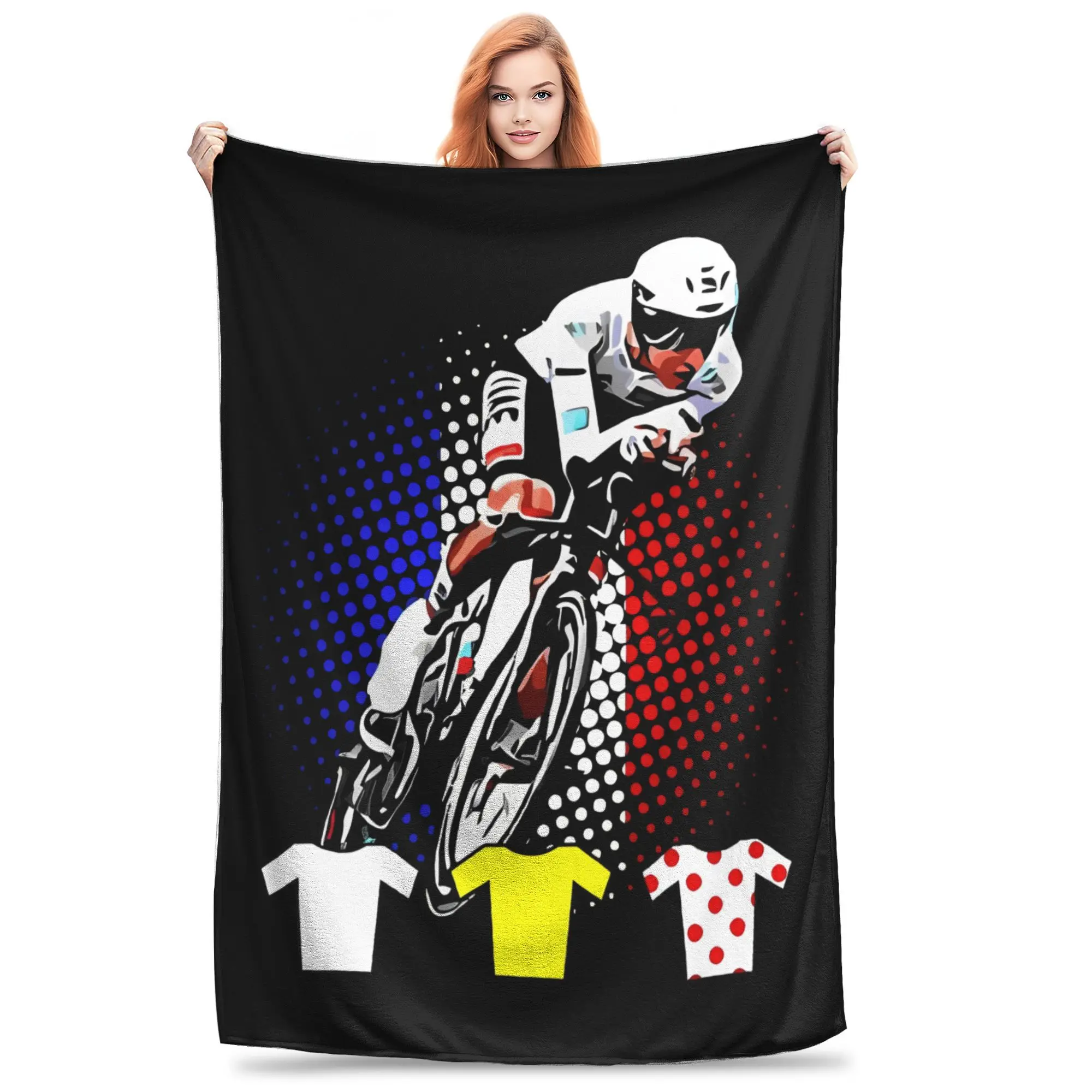 Tour De France Tadej Pogacar Throw Blanket for Couch Bicycle Bike Love Fan Fuzzy Soft Plush Blanket Multi-size for All Seasons