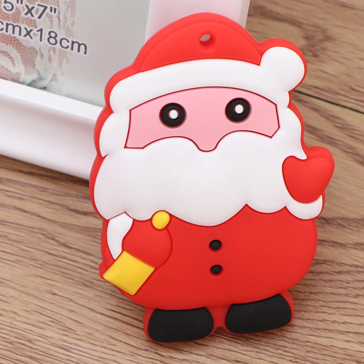 

1Pcs Christmas Teether Silicone Infant Chew Ring Red Ergonomic Design for Toddler Sensory Development Safe Non-Toxic