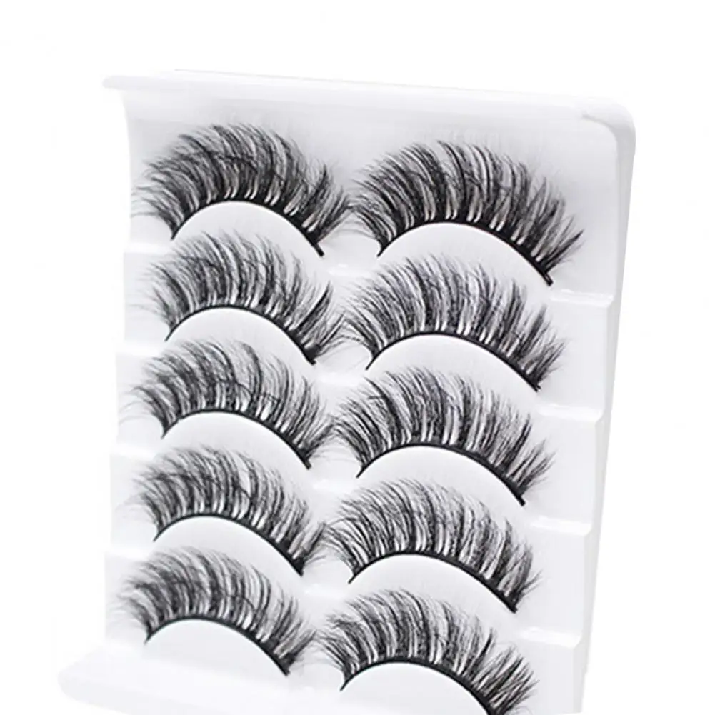 5 Pairs False Eyelashes All-match Natural Long 3D Mink Lashes Curling Fake Eye Lashes Makeup Tool for Party