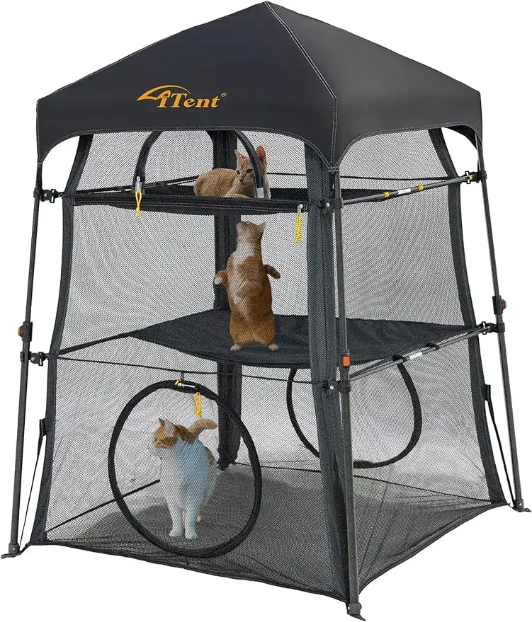 

Cat Enclosure Kitten and Cat Tower Tent for Indoor and Outdoor,3 Tier Cat Cage Inside, X-Large Outdoor Catio,Portable and